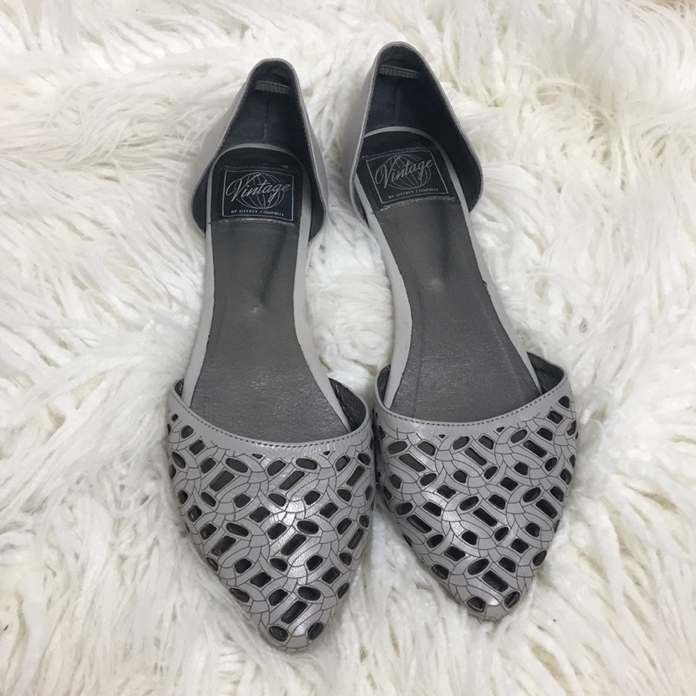 Vintage Jeffrey Campbell Laser Cut Gray Flats Sz 7
